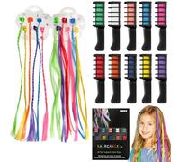 10 Piezas de Tizas Para el Pelo, Tinte de Cabello Brillante Temporal Portátil, para Mujeres Regalos Tiza de Cabello Lavable para Halloween, Navidad, Maquillaje, Fiesta de Cumpleaños
