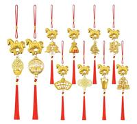 10 piezas del signo del zodiaco chino caballo borla amuleto de la suerte monedas antiguas en cordón rojo mejor regalo de felicitación de inauguración de la casa para la riqueza éxito prosperidad