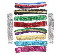 10 Piezas Diadema Deportiva Elástica Lentejuelas, Algodón | Brillo Multicolor y Acabado Festivo, Mantiene el Cabello Lejos del Rostro en Competencias y Presentaciones