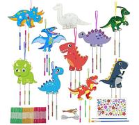 10 Piezas Dinosaurio carillón de Viento Conjunto de artesanía niños Fiesta de cumpleaños de artesanía para la Pintura, Navidad de Halloween artesanías al Aire Libre decoración Colgante
