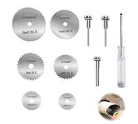 10 Piezas Discos de Sierra Circular para Dremel, set mini hojas HSS alta velocidad, 6 tamaños para madera, plástico, aluminio, cobre, metales blandos, accesorios para bricolaje y precisión