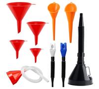 10 Piezas Embudo Aceite Motor,Embudo Gasolina,Embudos de Plástico Flexible Angulo Recto,Embudos Flexible con Manguera,Filtro,embudo Largo para Coche, Taller y Hogar