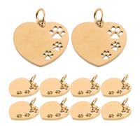 10 Piezas Etiqueta de Perro Grabado, Corazón Hueco | Identificación para Perro y Cachorro, Uso Diario y Eventos Obsequios, Diseño Fashion, Color Dorado
