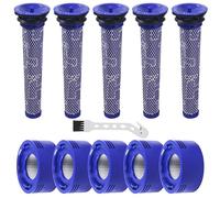 10 Piezas Filtro de Repuesto para Dyson V8 V7 Serie，Kit de Accesorios de Filtro V8 V7 de Repuestos para Dyson, Prefiltro 5x + Filtro posterior 5x HEPA con 1 Cepillo, Intercambio para DY-96566101, DY-9