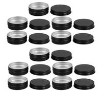 10 Piezas Frasco Redondo de Aluminio Negro 30ml con Tapa de Rosca | Envase Rellenable Reutilizable con Apertura Amplia, Acabado Mate Elegante, Adecuado para Viajes y Uso Profesional