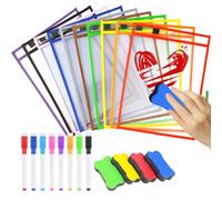 10 Piezas Fundas de Plástico A4 Transparentes Reutilizables - Bolsillos de Borrado en Seco - Dry Erase Pockets