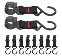 10 Piezas Ganchos Colgantes para Tienda de Campaña, Carga Resistente, Negro | Cinta Tejida Reforzada, Plástico y Ribete Cosido, para Camping, Cocina Exterior, Toallas y Ropa