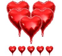 10 Piezas Globos Decorativos de Corazón en Aluminio Rojo | Decoración para Bodas y San Valentín, Uso en Habitación o Evento, Acabado Metálico, Forma Especial