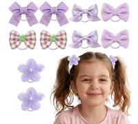 10 piezas gomas de pelo niña, lazos elásticos lindos para niñas, moño morado y flores, accesorios para bebés y niñas pequeñas