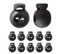 10 Piezas Hebilla de Resorte de Plástico, Redondo de Cerradura de Cordón con Resorte, Cierre de Cuerda con Resorte, Tapón de Cordón de un Solo Orificio, Tope Cordón Negro, para Zapatos, Ropa, Mochila