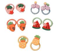 10 piezas hermosas dibujos animados elástico pelo Scrunchies Set para niñas pequeñas y niños pequeños con flores coloridas o diseños de frutas accesorios para el cabello niño