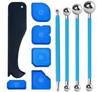 10 Piezas Herramientas Calafateo Silicona, Bola Metal Sellador, 4 Pcs Bolas de Metal Herramientas Calafateo 6 Pcs Rasqueta Silicona Kit, Herramientas de Calafateo Silicona para Baño Cocina Azulejos