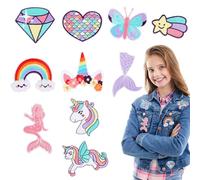 10 Piezas Infantil Parche Termoadhesivo, Pegatinas Ropa Niños Termoadhesivas, Parches Termoadhesivos Infantiles, Niña Rodilleras Unicornio, Parche Bordado de Unicornio para Camisetas, Vaqueros, Bolsos