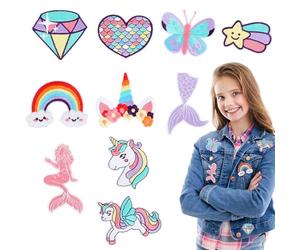 10 Piezas Infantil Parche Termoadhesivo, Pegatinas Ropa Niños Termoadhesivas, Parches Termoadhesivos Infantiles, Niña Rodilleras Unicornio, Parche Bordado de Unicornio para Camisetas, Vaqueros, Bolsos