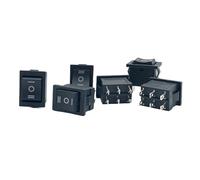 10 piezas Interruptor pulsador 15 * 21 mm 3 posiciones 6 pines pequeño negro KCD1 Interruptor basculante ON-OFF-ON for barco 6A/250VAC 10A/125VAC