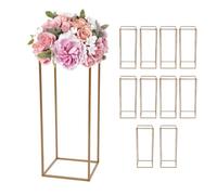 10 Piezas Jarrón Oro Boda Jarrón de Metal Con Base de Flores Soporte de Columna 60 cm Alto Florero Geométrico Rectangular Exhibición de Flores Para el Hogar Flores Jarrones Metal Fiestas Decoraciones