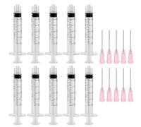 10 Piezas Jeringas 2ml, Jeringuilla con Agujas Romas, Jeringas De Plástico, Jeringas Medidoras, Jeringa de Líquido Reutilizable, Para Experimentos, Dispensación, Medición De Líquidos