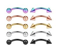 10 Piezas Joyería Para Perforar El Cuerpo Para Mujeres Hombres Lengua Anillos Para Pezones Cejas Labios Ombligo Barra Piercing Para La Nariz Tragus Barras Para El Ombligo,Nipple Navel Ceja Piercing