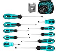 10 Piezas Juego de Destornilladores Electricista Precisión, Acero Al cromo Vanadio Kit Destornilladores Profesionales, Screwdriver Magnético Set, 5 Tamaños de Destornilladores Planos y Phillips (10)
