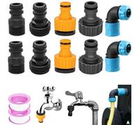 10 Piezas Kit de Conector de Manguera De Jardín FORMVERSITY, 1/2 In 3/4 In Juego de Conectores de Manguera 2 En 1, 1 In Adaptador de Grifo 1/2 Acoplamiento Rápido de 90 Grados para Mangueras de Jardín