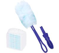 10 Piezas Kit de Plumero de Microfibra con 1 Asa para Polvo,Paño de Microfibra para Recambio de Plumero,Herramienta de Limpieza de Escritorio, Adecuado para la Sala de Estar,Cocina,Oficina