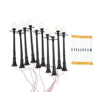 10 Piezas Lámparas LED Escala O 1/48 Farolas para modelo Metal para Maquetas Ferroviarias y Edificios con Resistencias para 3v