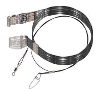 10 Piezas Líder de Acero Antirrotura para Pesca, 50cm, Negro | Acero al Carbono, con Eslabón Giratorio y Clip, Uso en Agua Dulce y Capturas Grandes