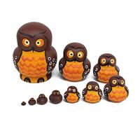 10 piezas lindas caricaturas grandes forma de baya marrón búho ruso nido muñeca matrioshka para niños