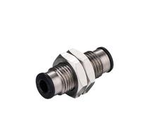 10 piezas/lote PMP cuerpo de latón manguito de plástico conector neumático a presión unión de mamparo conector de tubería neumática(PMP4 4mm)