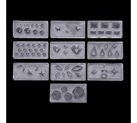 10 piezas Luna Silicona Nail Art Mold 3D for DIY Decorations Supplies Templates Maincure Tool Epoxy Resin Dice Release Coaster Making Kit Box Sphere Kit Keychain Earrings Jewelry Mold Silicone Casting