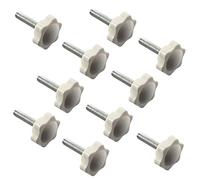 10 piezas M10 x 30 rosca macho estrella tornillo de apriete a mano 38 mm plástico blanco forma hexagonal mango