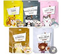 10 Piezas Mascarilla Facial Niña, Mascarilla Hidratante Facial, Iluminadora, Calmante, Mascarilla Facial Animal Beauty, Skincare Adolescente, Apta para Todo Tipo de Pieles