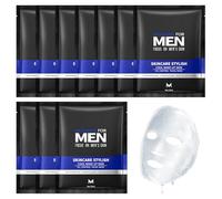 10 piezas Mascarilla facial para hombre Hidrata Regula la producción de sebo Limpia la profundidad de los poros y refresca la piel adecuada para todos los tipos de piel, 25 g/paño