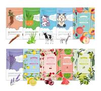 10 Piezas Mascarilla Hidratante Facial, Daily Care Mascarilla Facial, Ricas en extractos de frutas,Iluminadora, Calmante, Skincare Set para Mujeres Adolescente