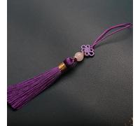 10 piezas Mini Borlas, Llaveros de Borla Seda Hecho a Mano con Cuentas Marcador Borla Colgante Pequeño Nudo Chino para DIY Joyería Pendiente Artesanía Llavero -Lila Oscuro