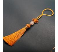 10 Piezas Mini Borlas, Llaveros de Borla Seda Hecho a Mano con Cuentas Marcador Borla Colgante Pequeño Nudo Chino para DIY Joyería Pendiente Artesanía Llavero -Amarillo #2