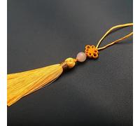 10 Piezas Mini Borlas, Llaveros de Borla Seda Hecho a Mano con Cuentas Marcador Borla Colgante Pequeño Nudo Chino para DIY Joyería Pendiente Artesanía Llavero -Amarillo #1