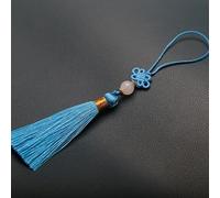 10 piezas Mini Borlas, Llaveros de Borla Seda Hecho a Mano con Cuentas Marcador de Borla Colgante Pequeño Nudo Chino para Bricolaje Joyería Pendiente Artesanía Llavero Azul Cielo