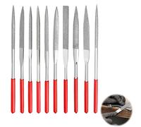 10 Piezas Mini Limas de Aguja de Diamante, Limas de Diamante de (2 x 100 mm), Lima para Muebles para Joyería, Metal, Vidrio, Piedra, Molienda, Pulido y Grabado