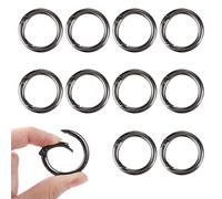10 Piezas Mini Llavero con Gancho de Mosquetón Redondo Pequeño Mosquetón Anillo Dividido de 33 mm O Ring Llavero Mosquetón Billetera Clip de Cadena Accesorios para Llavero DIY (Negro)