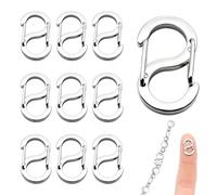 10 Piezas Mini Mosquetones de Acero Inoxidable 16,5 mm, Cierre de Mosquetón con Doble Apertura, Conectores en S para Pulsera, Llavero, Bolsa, Cremallera, DIY y Chapas de Mascota
