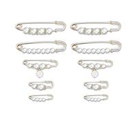 10 piezas moda suéter bufanda clip cintura pantalones extensor imperdibles perlas artificiales broches cintura pantalones extensor fácil de usar broche de cuentas chal pin