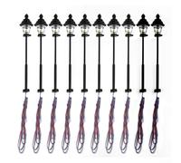 10 piezas modelo ferroviario LED Street Lgihts, lámparas LED de escala HO - Faroles de ferrocarril modelo blanco cálido para iluminación de diseño, compatible con 3 V CC/CA, resistencias de la serie