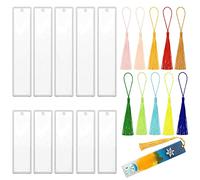 10 Piezas Molde Marcapaginas, Moldes Resina Epoxi para Marcapáginas + 10 Borlas Coloridas, Molde de Silicona Rectangular para Marcador de Libro