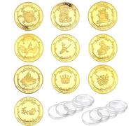 10 Piezas Monedas de Hadas de Dientes, Regalos Hada de Los Dientes Moneda, Regalos Hada de Los Dientes, para Niños Que Pierden Sus Dientes, Recuerdos de Memoria, Oro