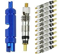 10 Piezas Núcleo de válvula de Bicicleta con 1 Pieza Llave obus Valvula Presta, obuses Valvula tubeless para Repuesto reparación de Bicicletas