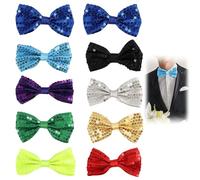 10 Piezas Pajaritas con Lentejuelas para Hombre, Pajaritas Brillantes Preatada Ajustable y Preanudada Multicolor, Brillantes Fiesta para Disfraces, Carnaval, Boda, Navidad, Evento y Espectáculo
