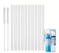 10 Piezas Pajitas Reutilizables De Repuesto Compatible con Hydro Flask, Para Botella De Agua 18-64oz, Pajitas Transparentes Sin BPA Con 2 Cepillos De Limpieza Para Smoothies, Jugo, Té Y Agua
