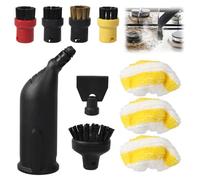 10 piezas para limpiador de vapor Kärcher SC1 SC2 SC3 SC4 SC5 cepillo redondo cepillo plano, boquilla curva, cepillo de vapor manual, 3 paños de microfibra, boquilla rasqueta (negro B)