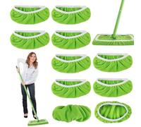 10 Piezas para Swiffer Mopa Recambios 25,4x11,5cm Kit, Reutilizables para Swiffer Sweeper Mop Fregona Recambio Húmedo y Seco, para Limpieza de Suelos Duros
